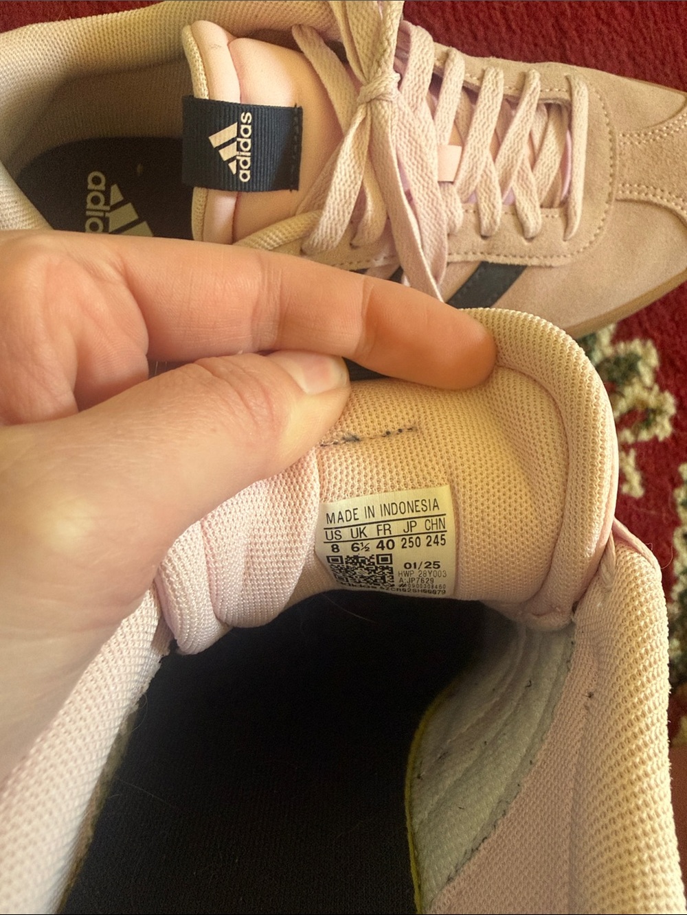 Adidas Women’s Light Pink Samba Suede Sneakers w/ Navy Stripes Sz 8 EUC - Picture 3 of 6